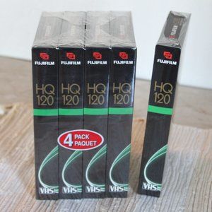 FUJIFILM LOT (5) HQ-120 6 HOUR BLANK VIDEO CASSETTE TAPES VHS NEW-SEALED